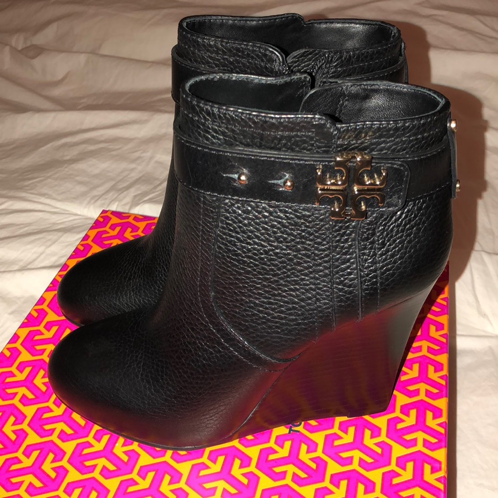 Tory Burch wedge booties (never been worn)